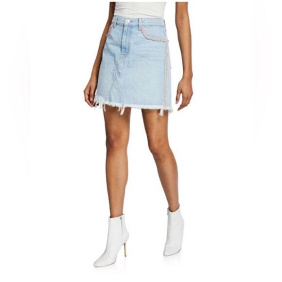 7 for all mankind fringe denim mini skirt size‎ 26 - Picture 1 of 8